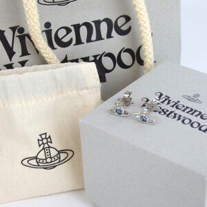 Authentic Vivienne Westwood Orb earring metal/Rhinestone [Used]